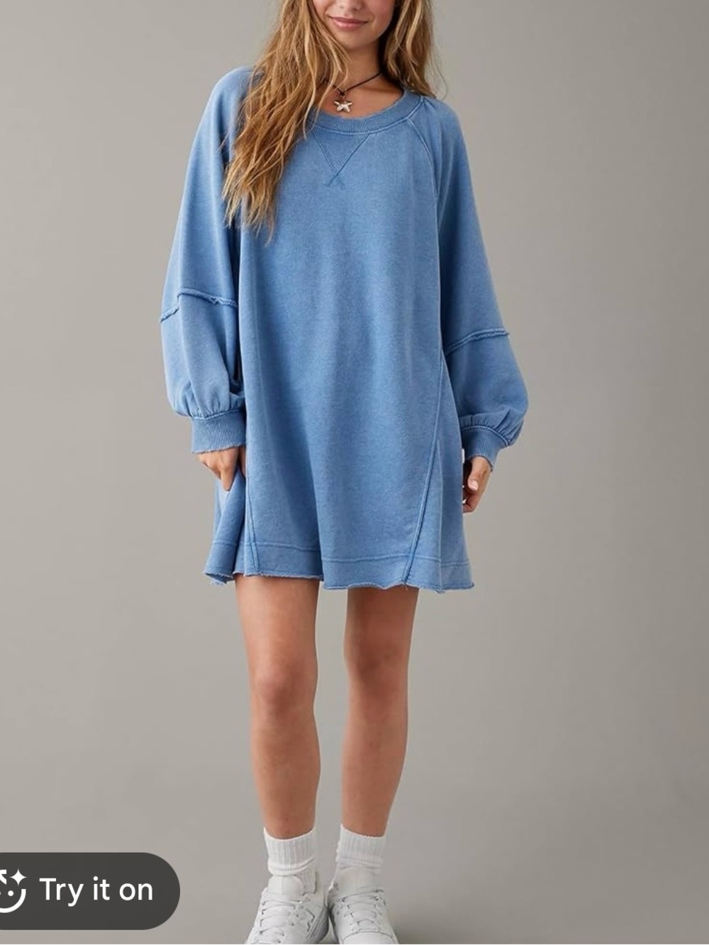American eagle sweatshirt dress casual blue women's S